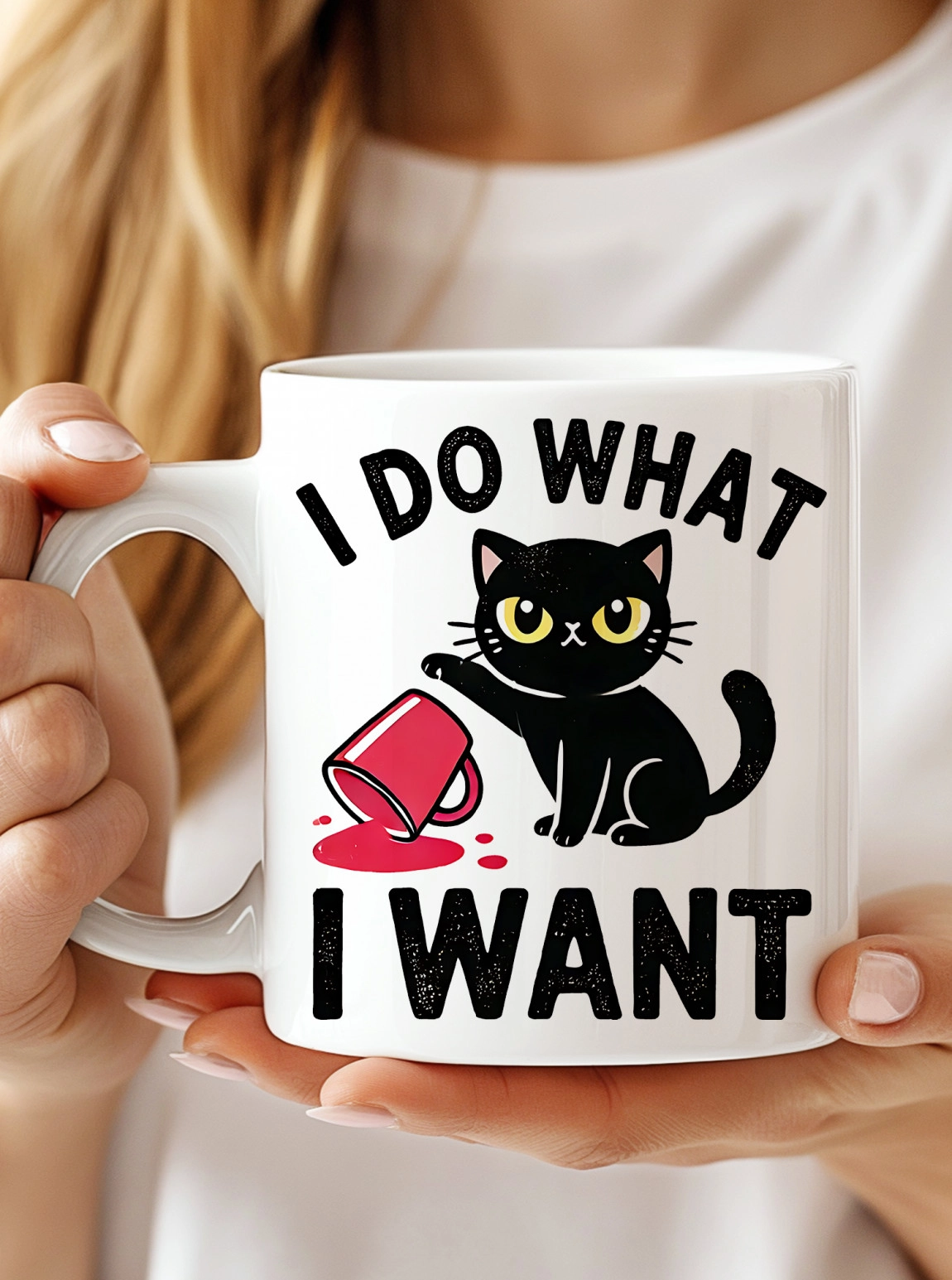 I Do What I Want Komik Siyah Kedi Kupa Bardak – Eğlenceli Kedi Tasarımlı Seramik Kupa