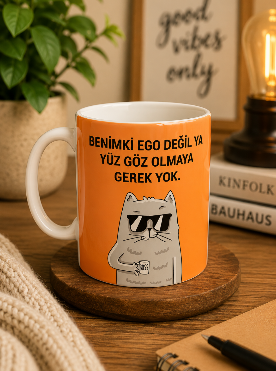 Komik Kedi Kupa Bardak – Egolu Kedi Tasarımlı Seramik Kupa