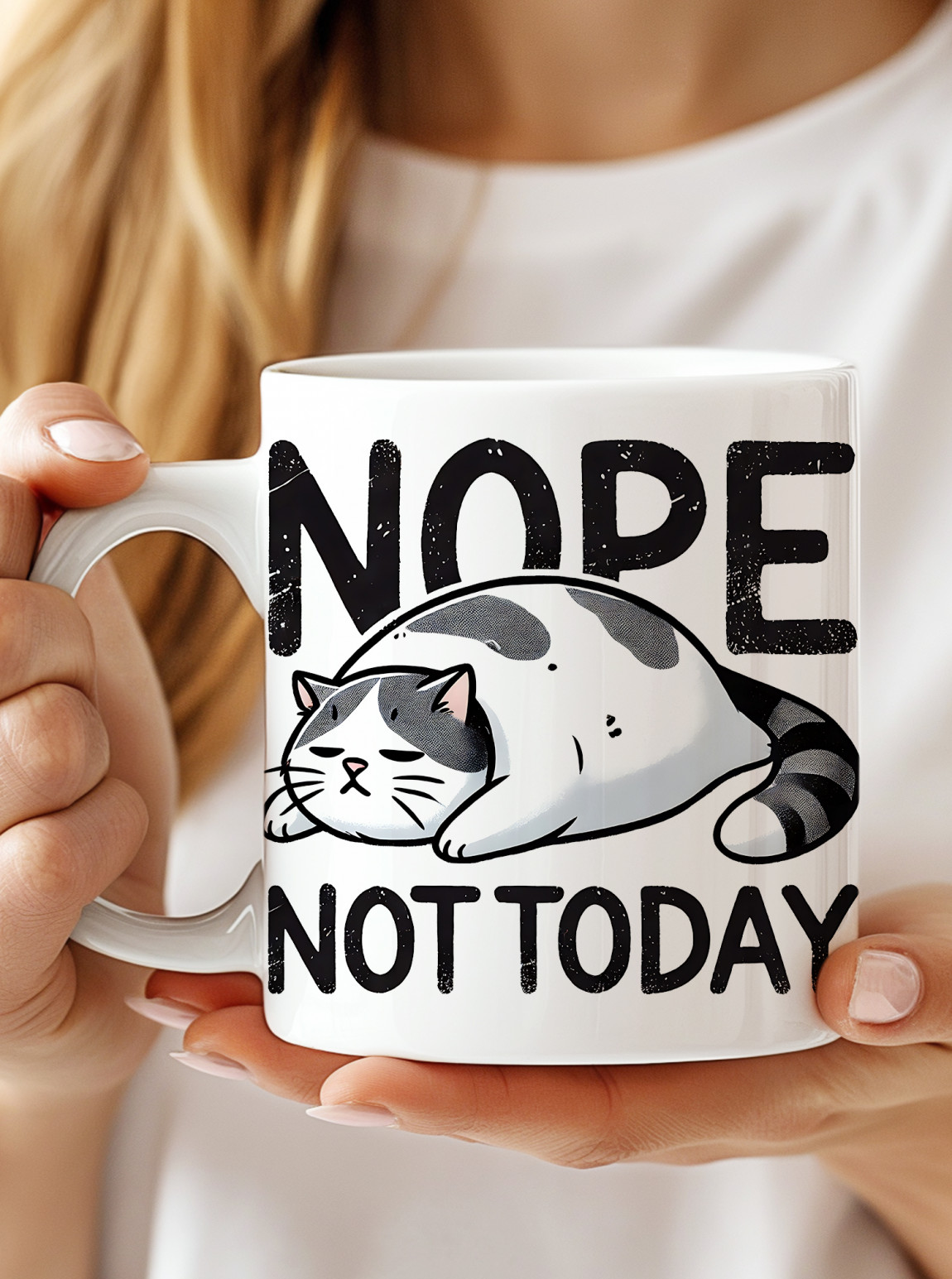 Nope Not Today Komik Uyuşuk Kedi Kupa Bardak