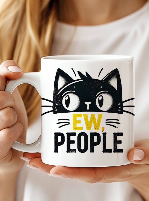 Ew, People Komik Kedi Kupa Bardak – Kedi Severlere Eğlenceli Seramik Kupa