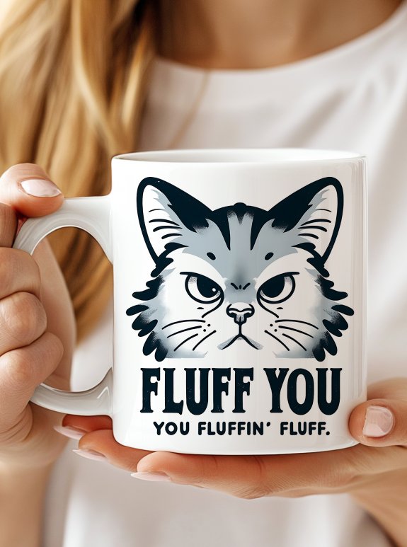 Fluff You Komik Kedi Kupa Bardak – Esprili Kedi Tasarımlı Seramik Kupa